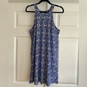 All for Colors Blue Geometric Print Dress -‎ Size Large